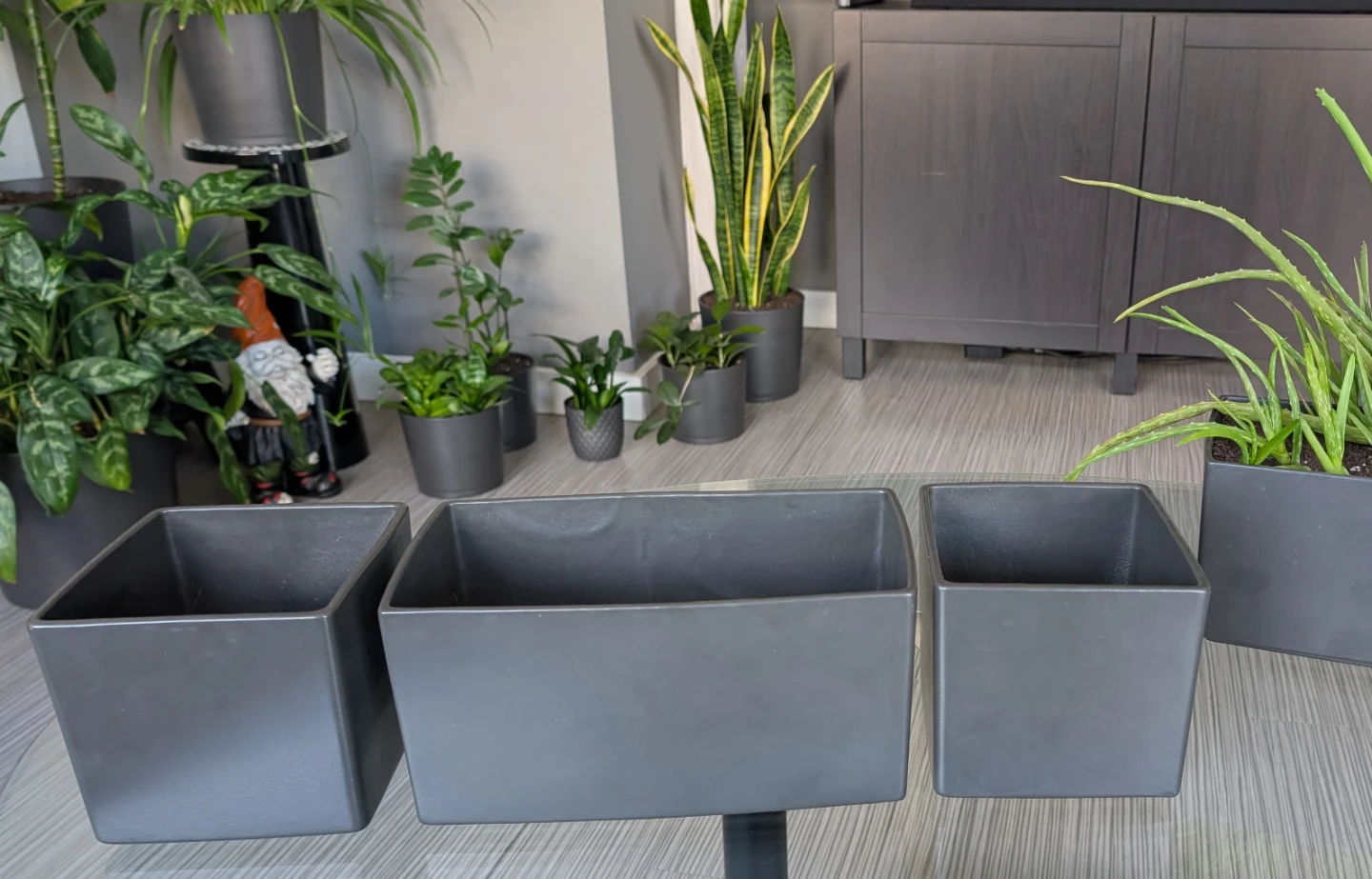 Set of 3 Dark Grey Scheurich Planters