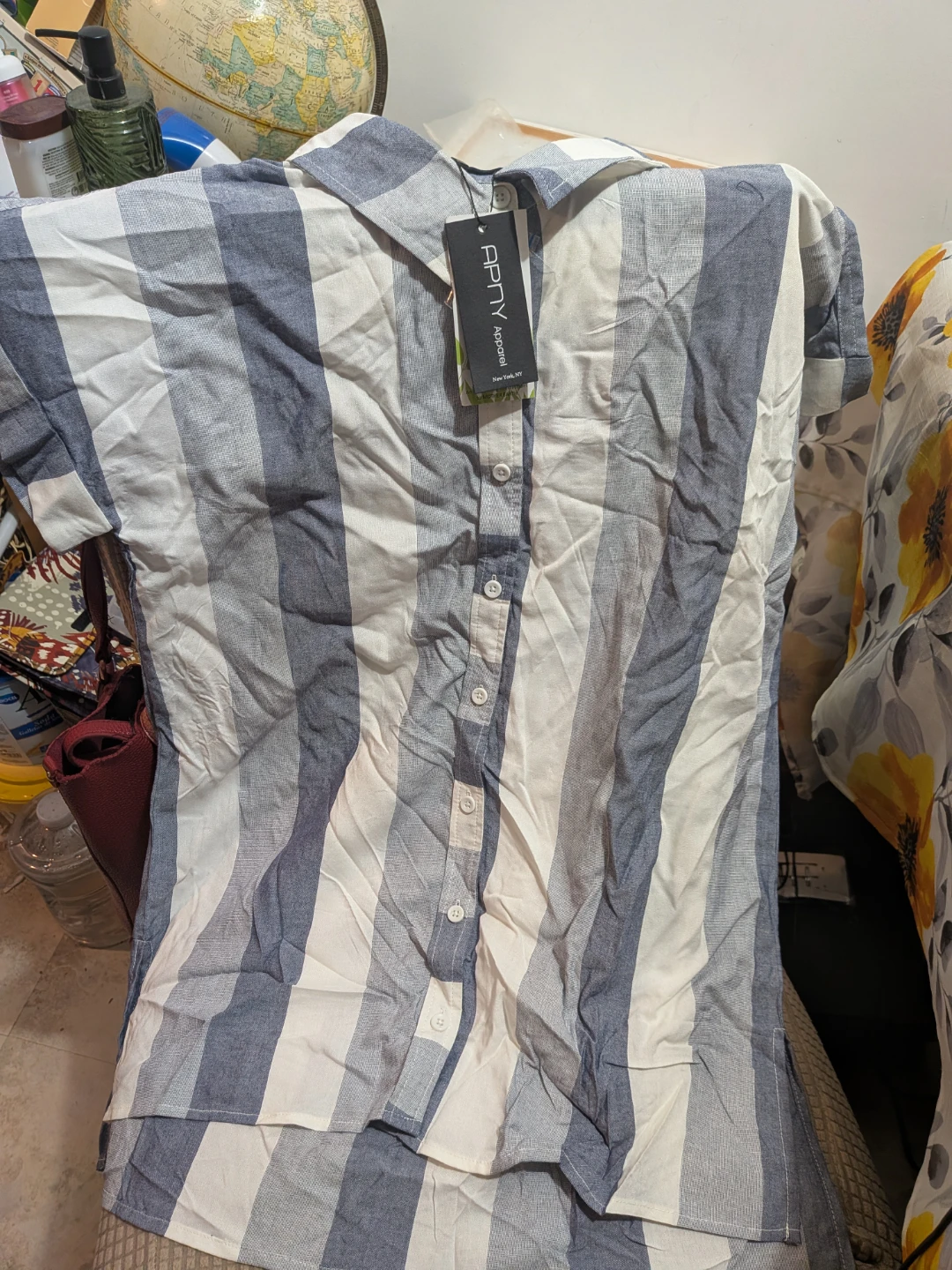 APNY Apparel Striped Button-Up Shirt S