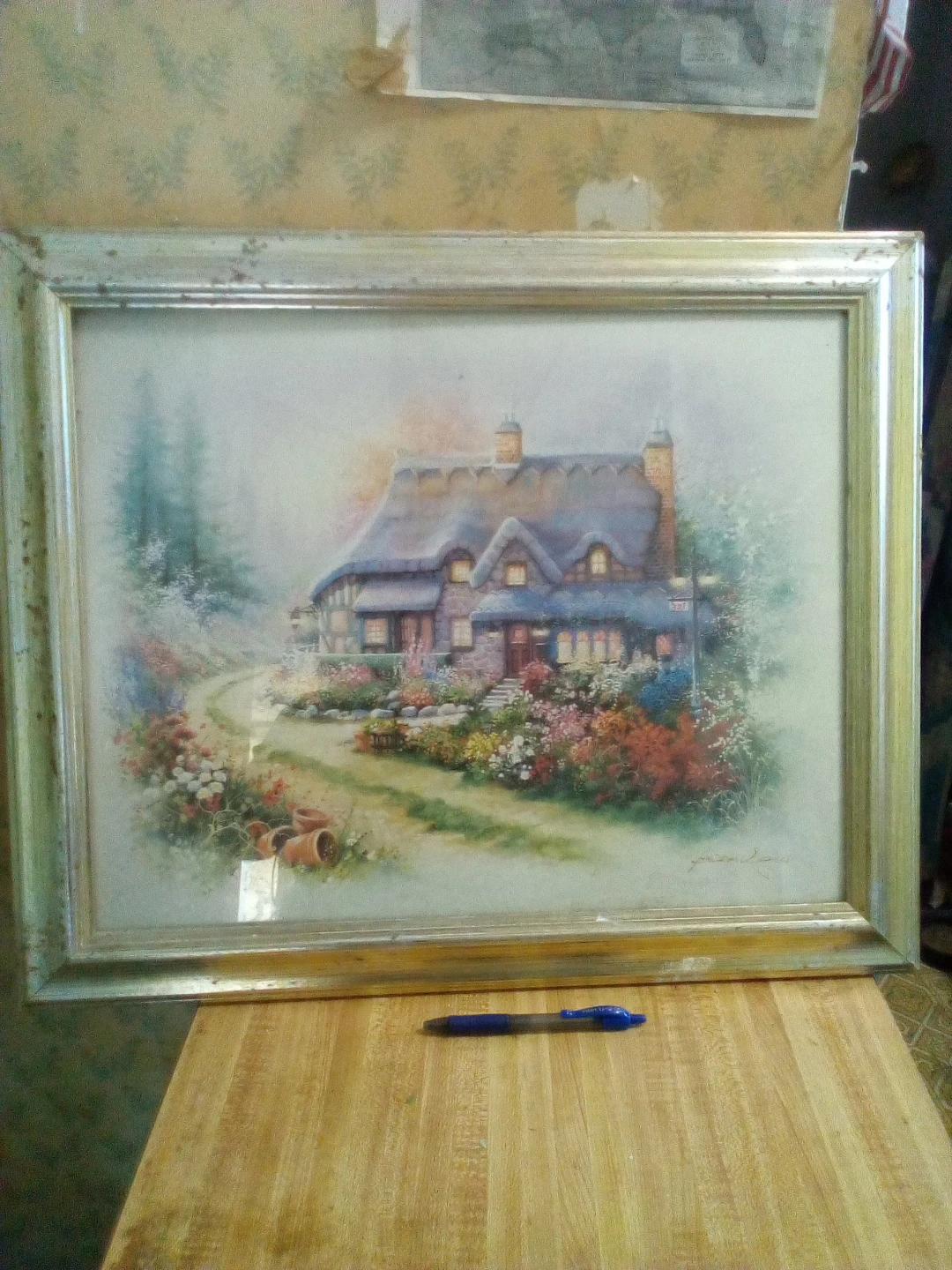 Framed Cottage Landscape Art Print - photo 2