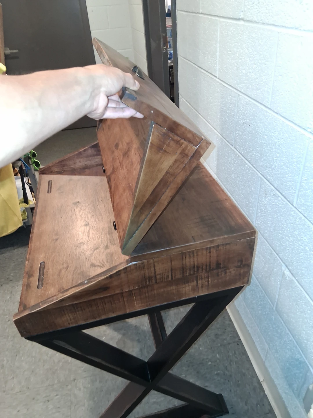 Distressed Antique Cognac and Black Wood Secretary Desk - photo 2