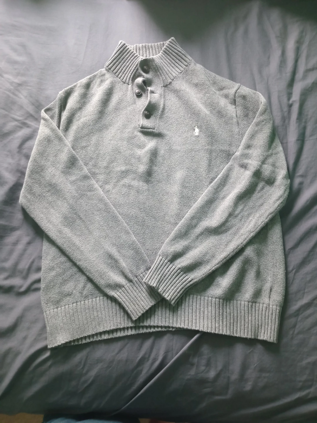 Polo Ralph Lauren Grey Button Neck Sweater L/G