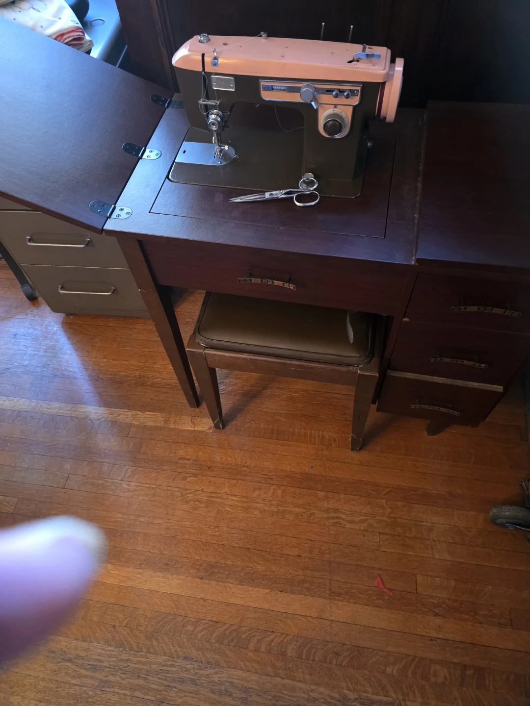 Brother Sewing Machine in Cabinet with Stool
