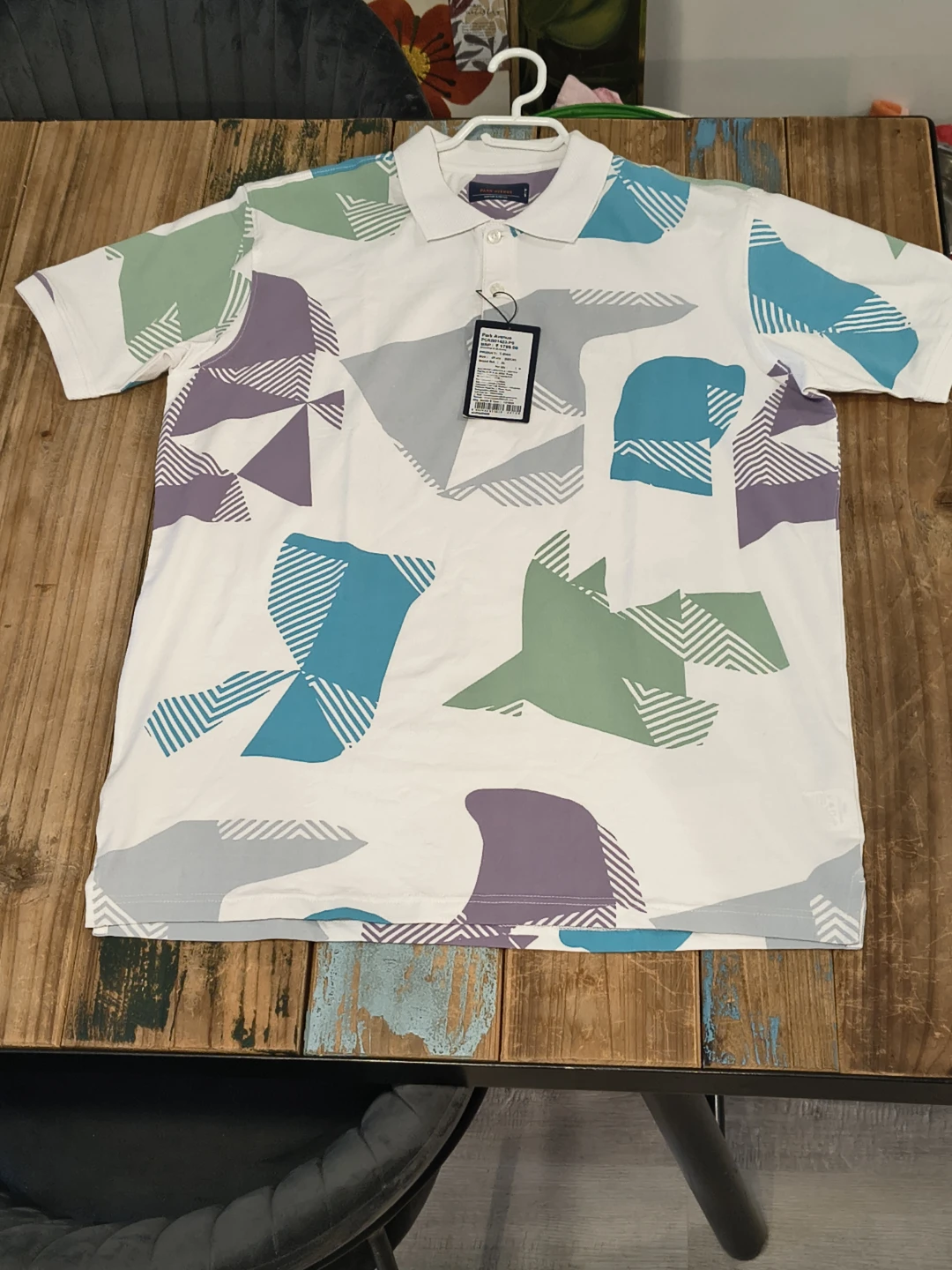 Park Avenue Geometric Print Polo T-Shirt (New) ~ XL - photo 4