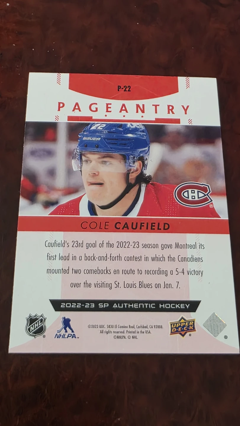 2022-23 SP Authentic Hockey Card - Cole Caufield - photo 2