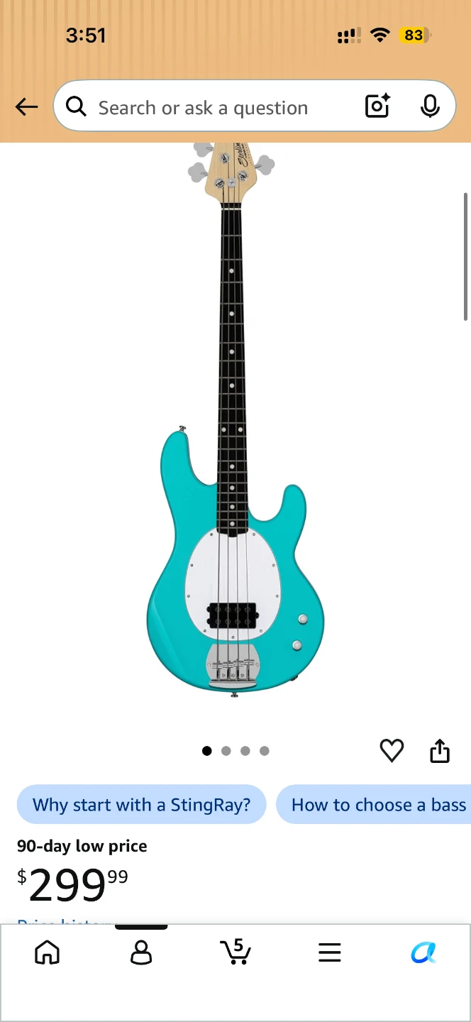 Sterling Stingray Ray2 Bass guitar - photo 2
