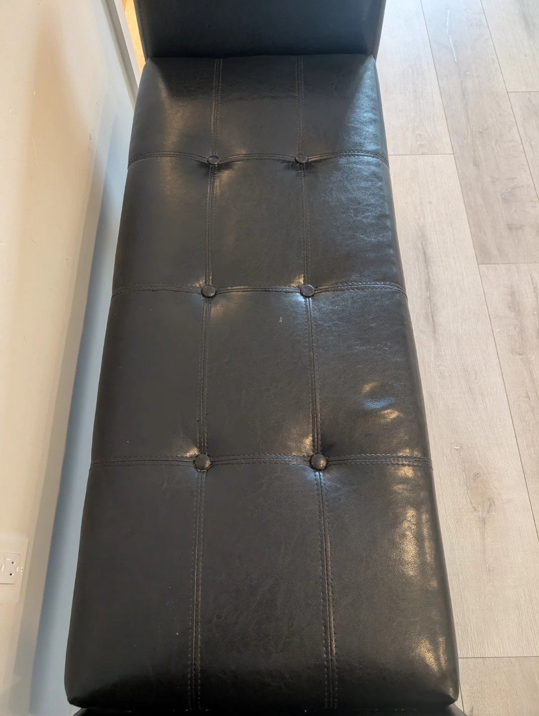 Black Faux Leather Entryway Bench - photo 2