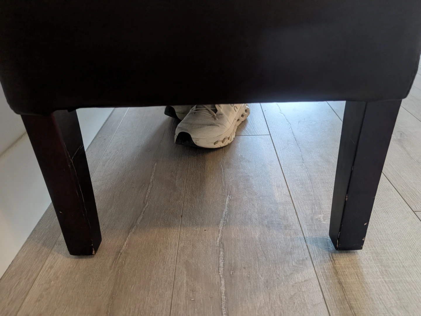 Black Faux Leather Entryway Bench - photo 4