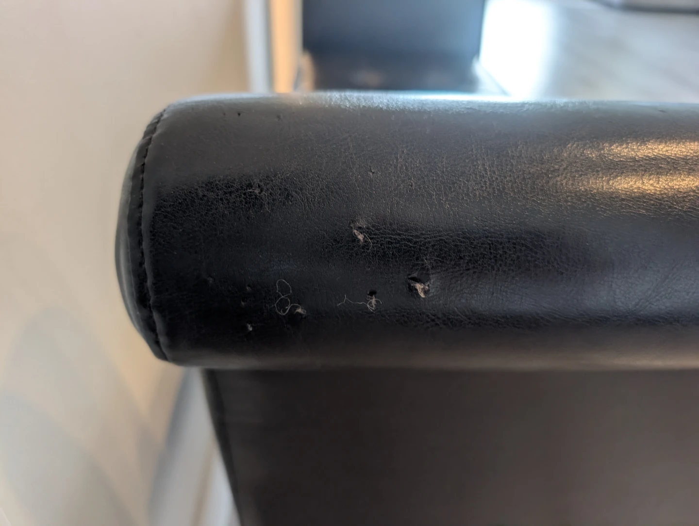 Black Faux Leather Entryway Bench - photo 5