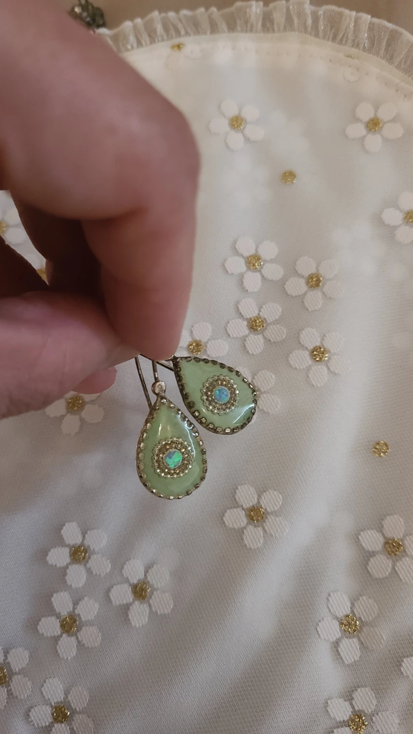 Sterling Silver Teardrop Earrings with Opal Stone - photo 3