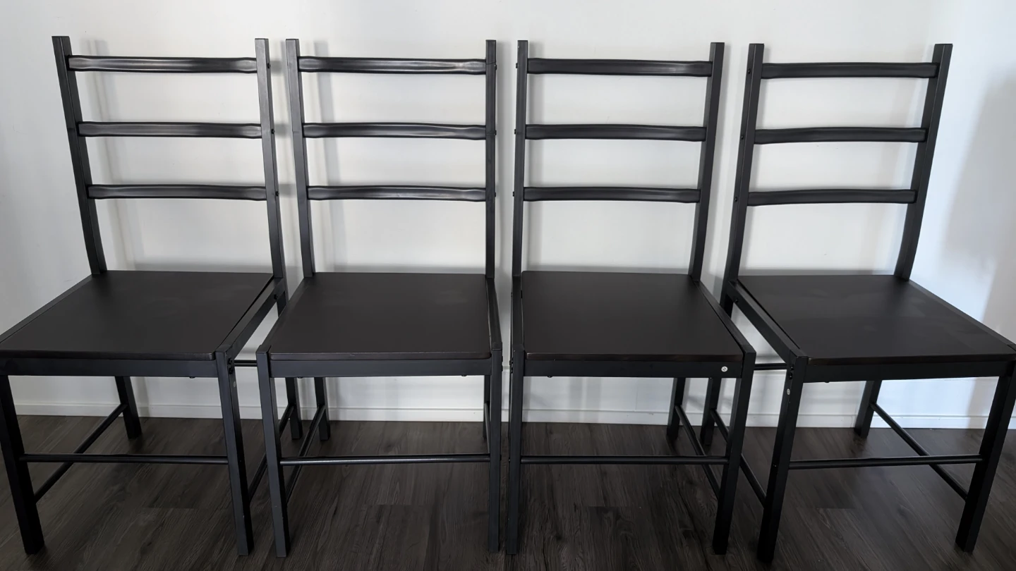 Set of 4 Black Metal Ladder Back Chairs