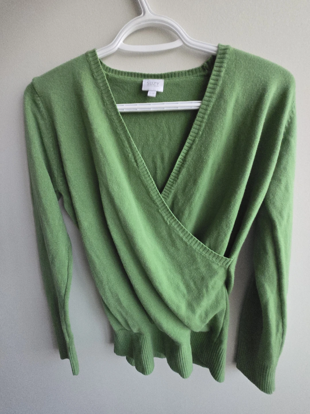 Green wrap-style sweater - Small