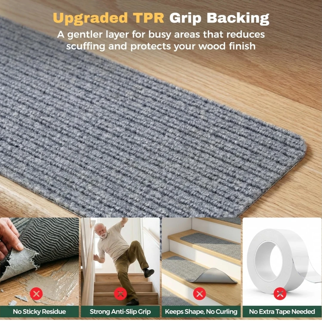 Grey Anti-Slip Stair Treads - Set of 15 - photo 2