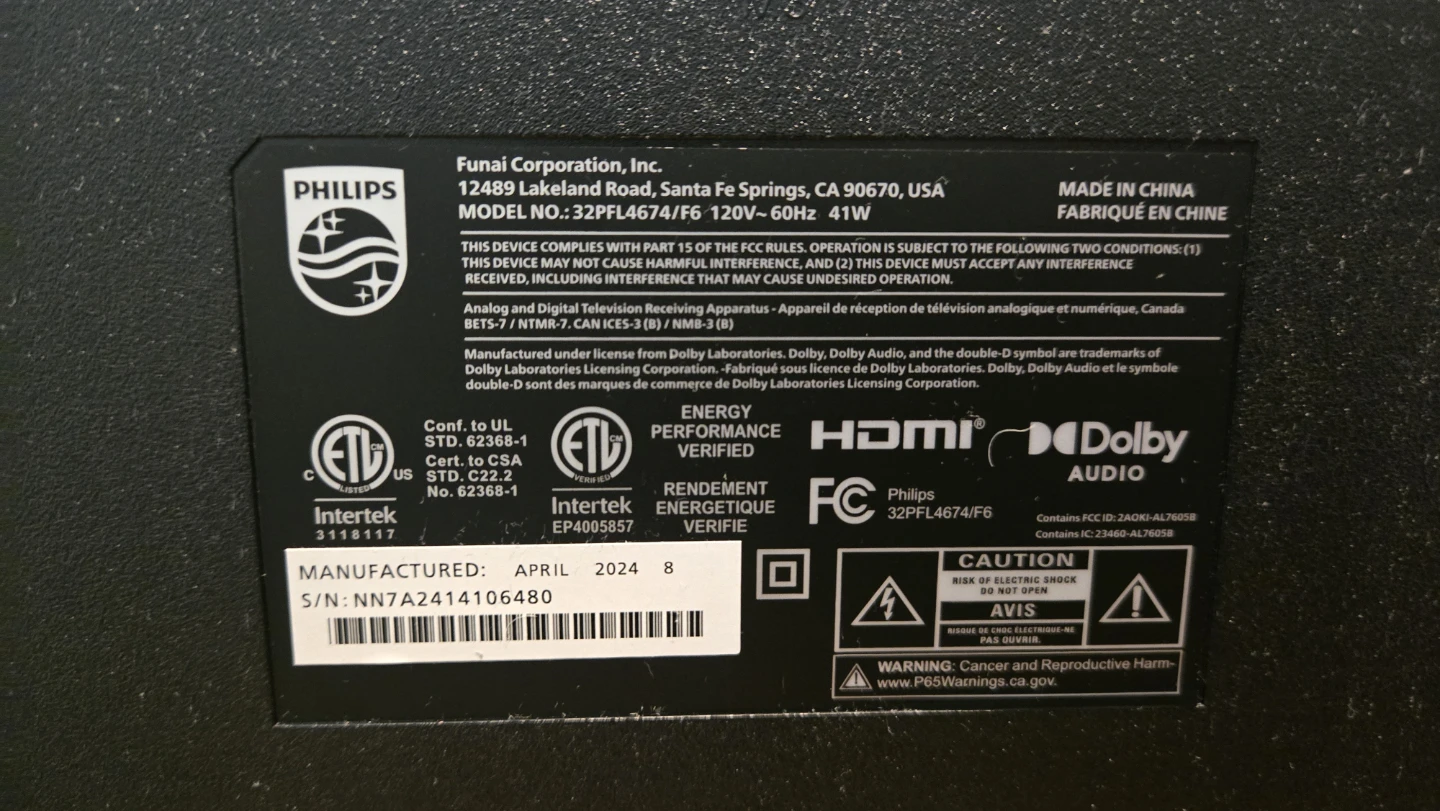 Philips 32" Smart TV 32PFL4674/F6