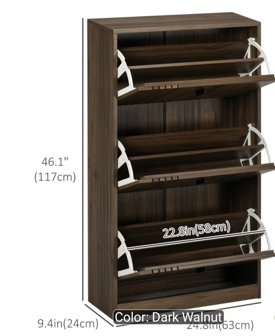 HOMCOM 3 tier shoe Cabinet - Dark Walnut - photo 3