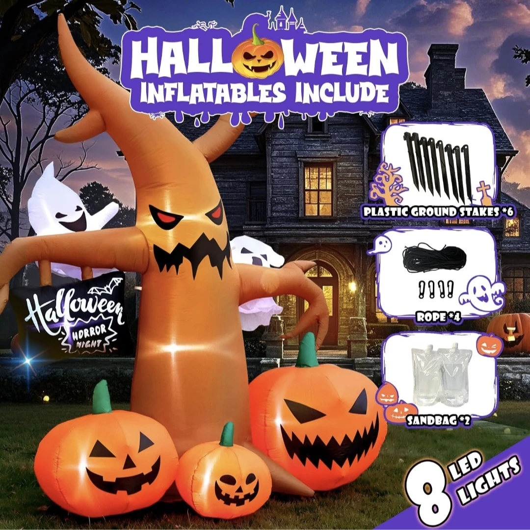 Huge Halloween Inflatable Tree with Pumpkins and Ghosts - 8.4 FT - photo 4