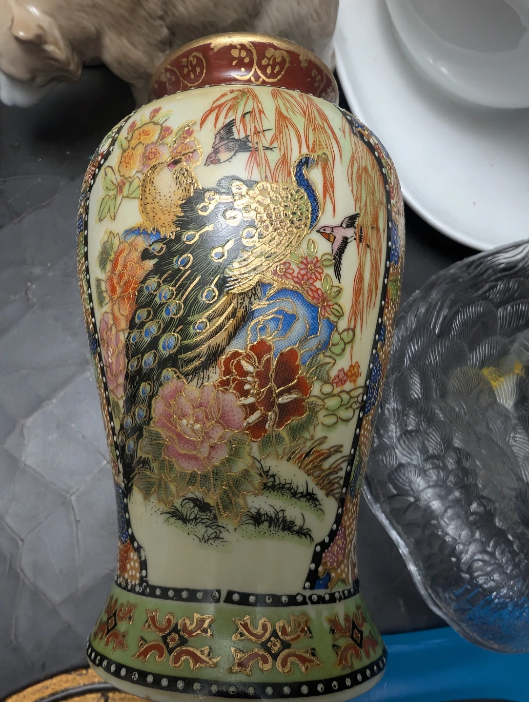 Decorative Ceramic Vase with Peacock and Floral Design - photo 2