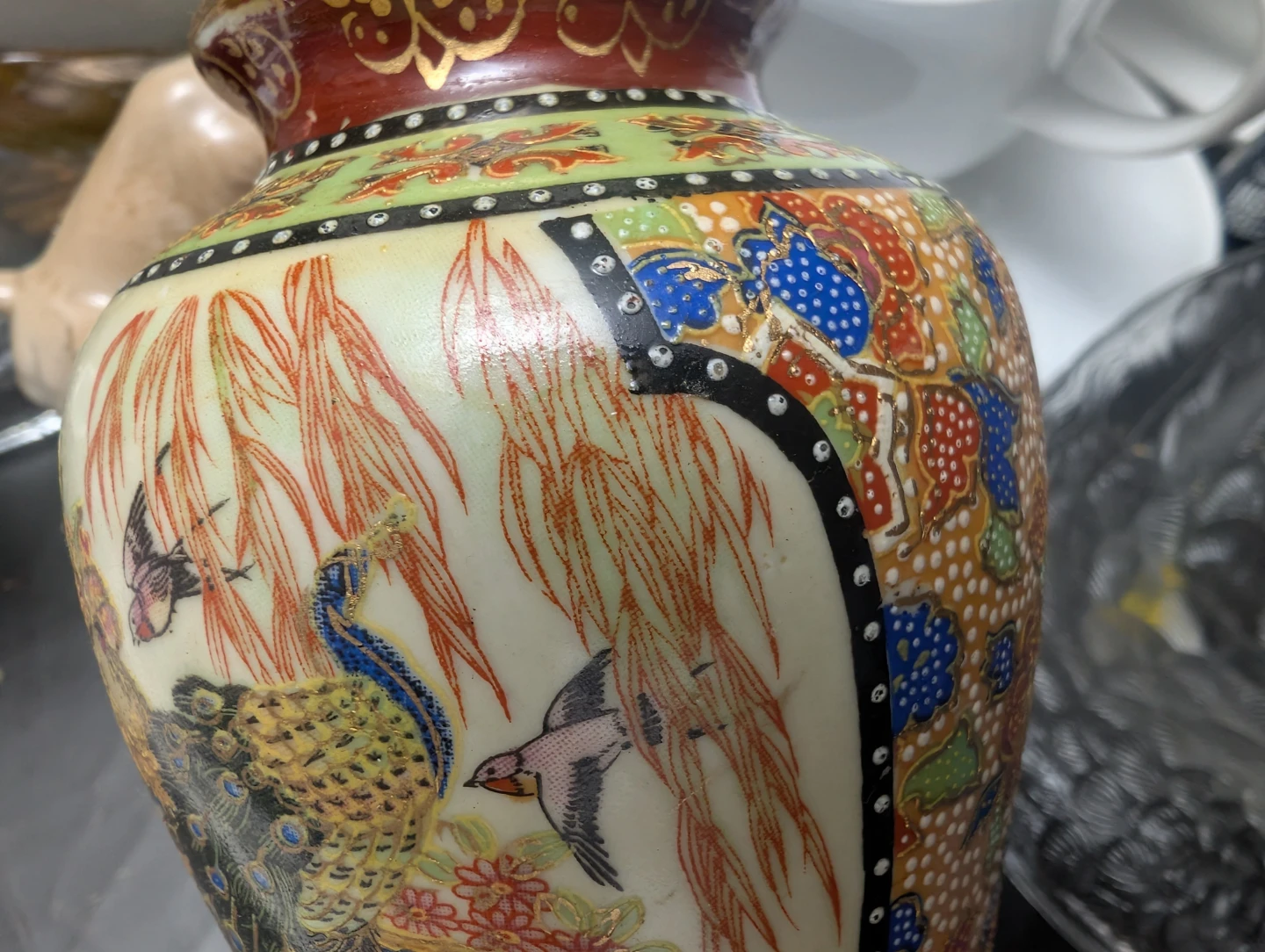Decorative Ceramic Vase with Peacock and Floral Design - photo 5