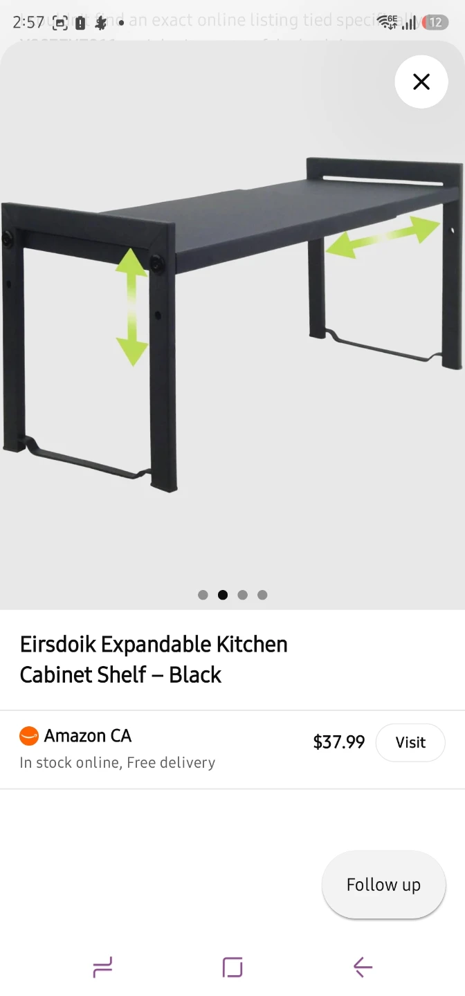 Eirsdoik Expandable Kitchen Cabinet Shelf - Black - photo 2