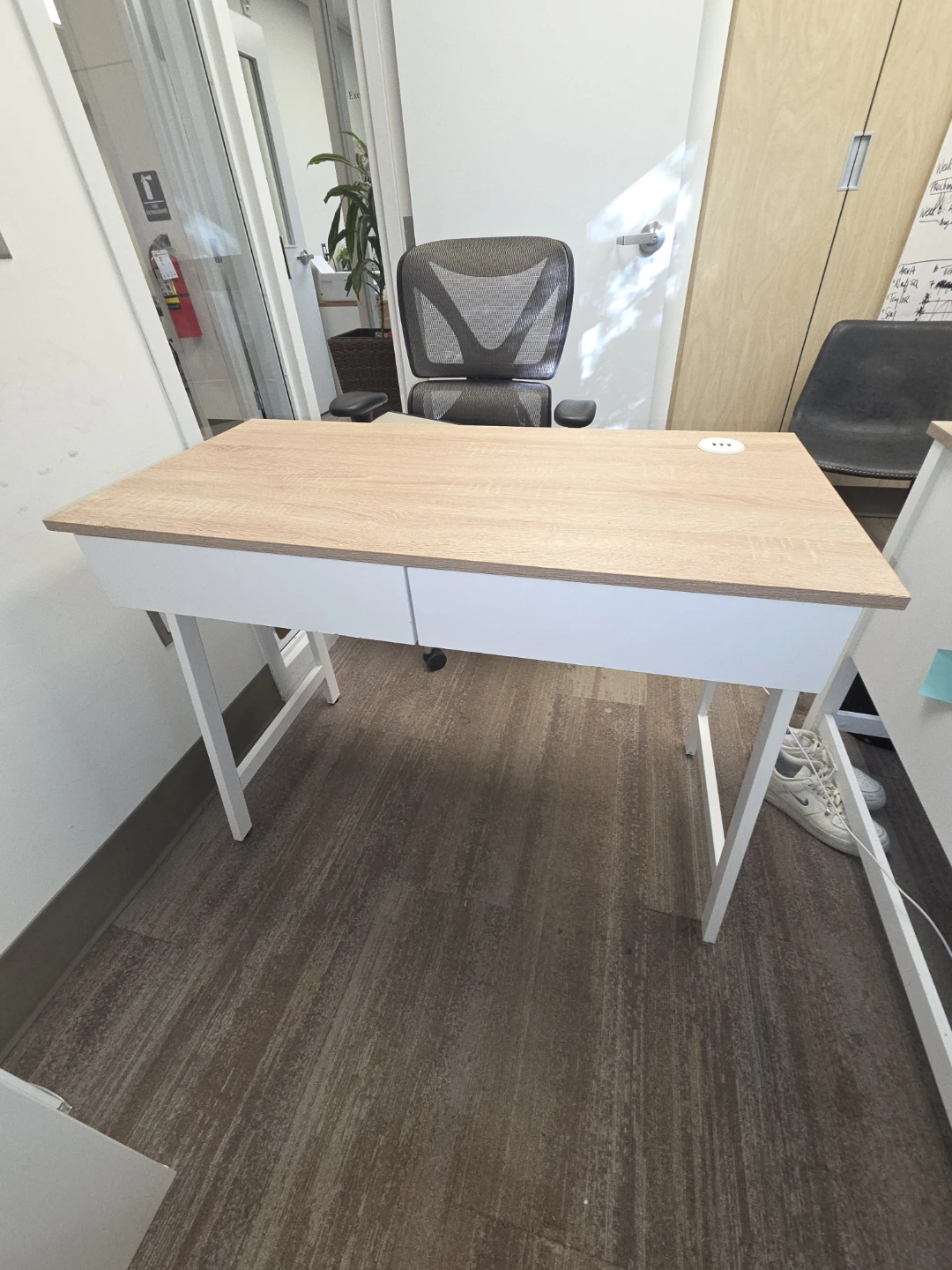 Wooden top desk with two drawers