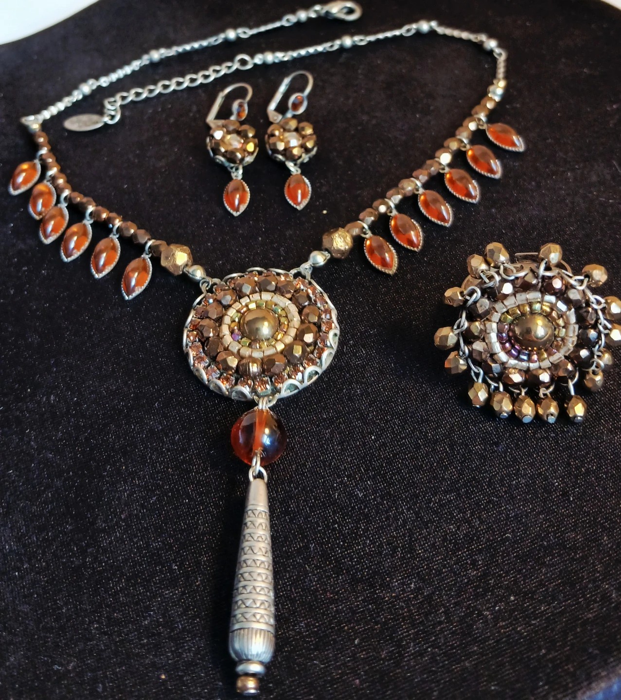 Bohemian Style Necklace, Earring, and Ring Set