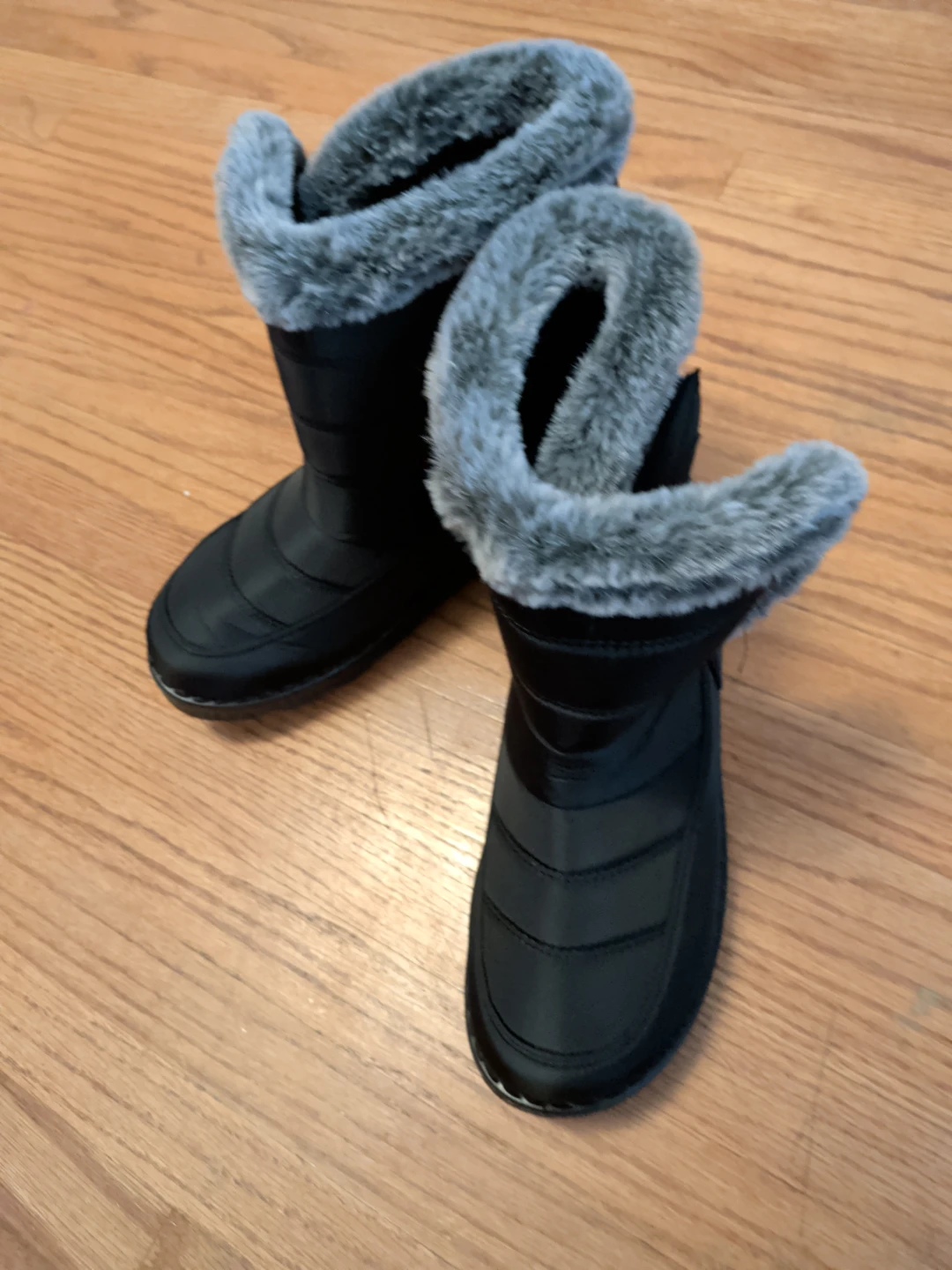 Black Winter Boots with Faux Fur Trim - photo 2
