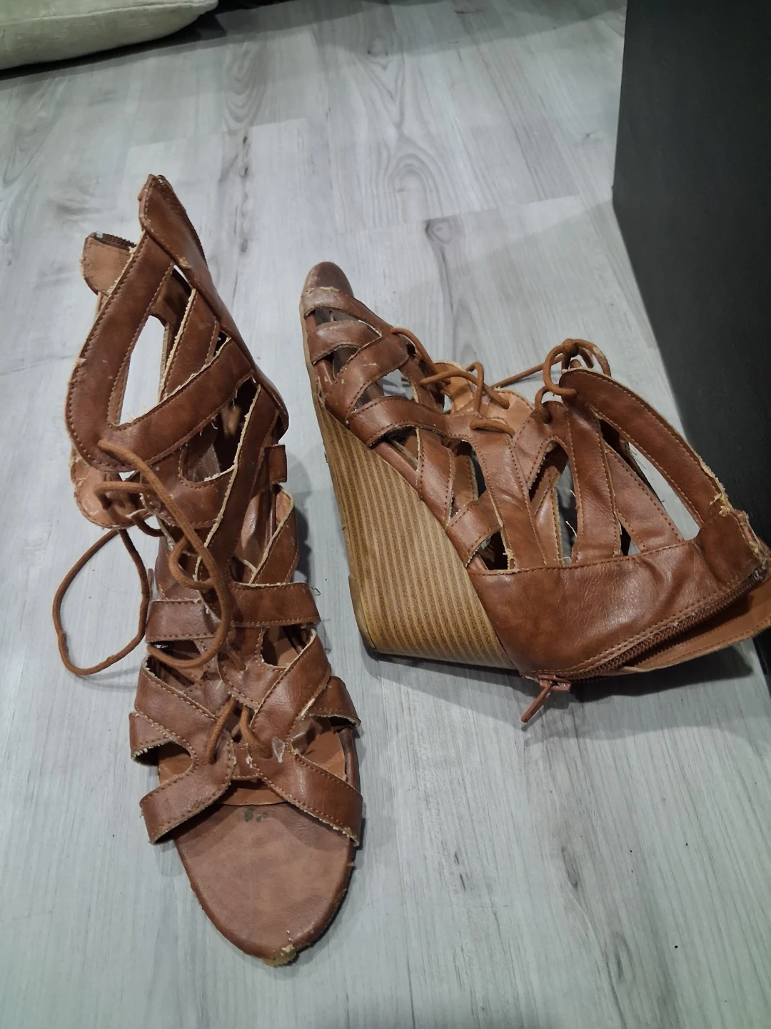 Brown Gladiator Wedge Sandals