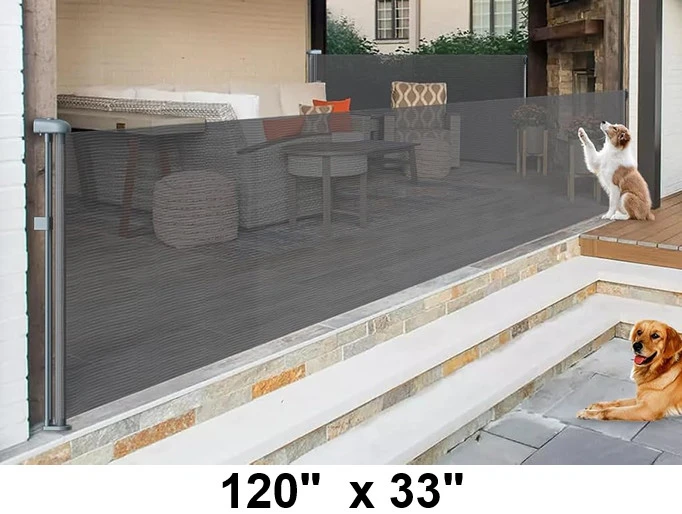 Retractable Mesh Pet and Baby Gate 120" x 33"