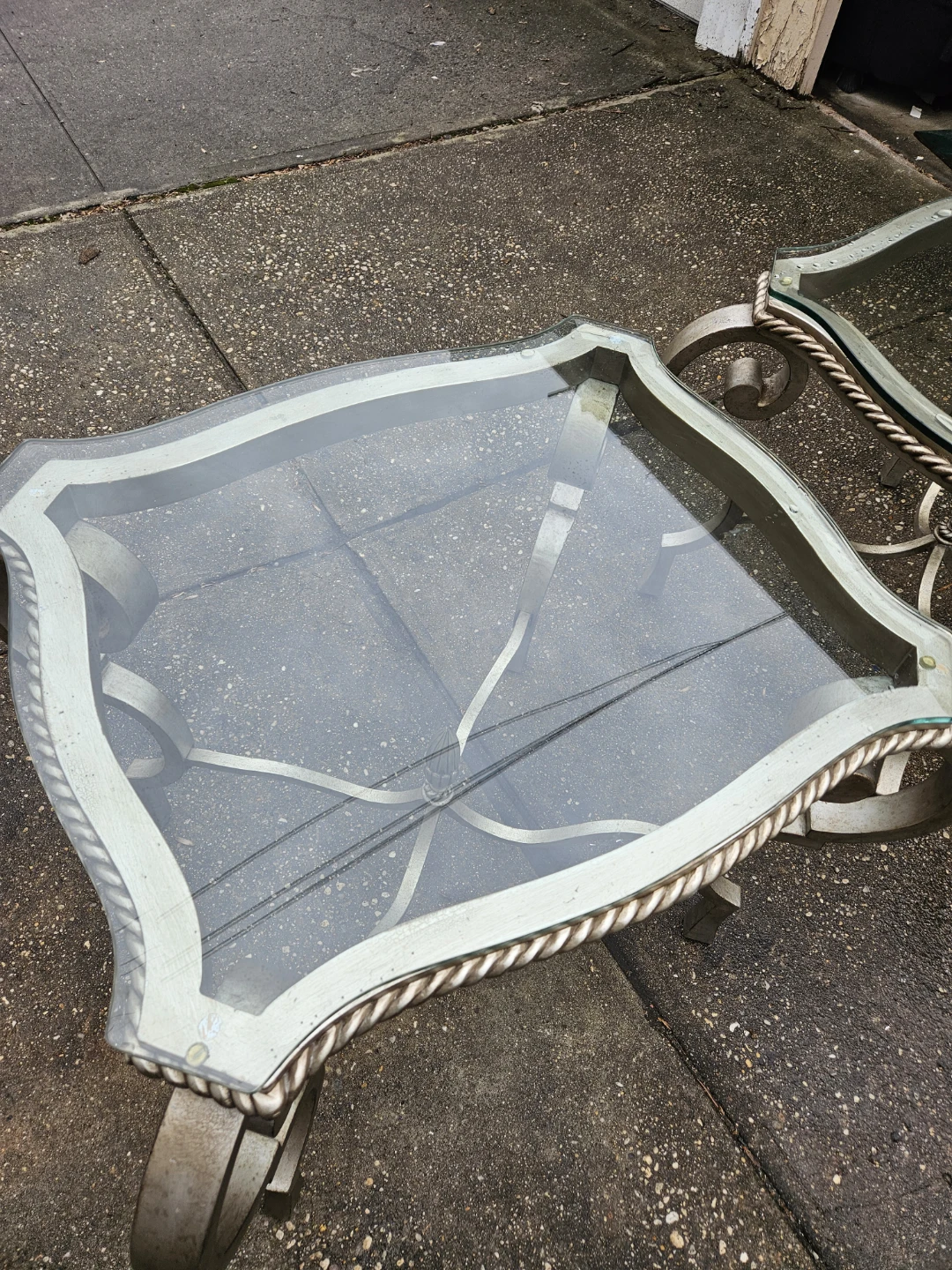 2 beautiful iron and glasstop end tables - photo 4