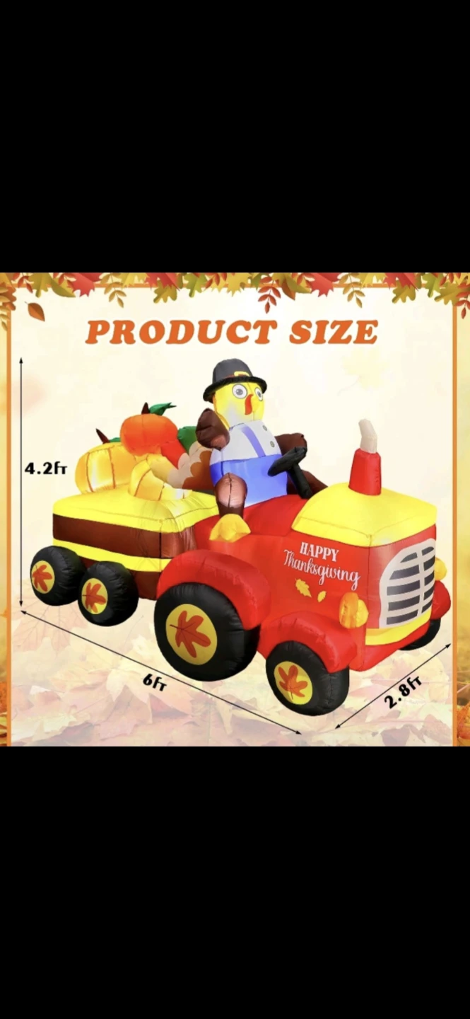 New Inflatable Thanksgiving Turkey Tractor Yard  decoration - photo 4