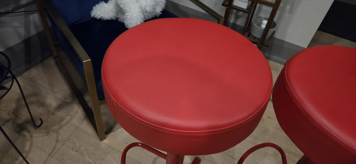 Pair of Red Faux Leather Bar Stools - photo 4