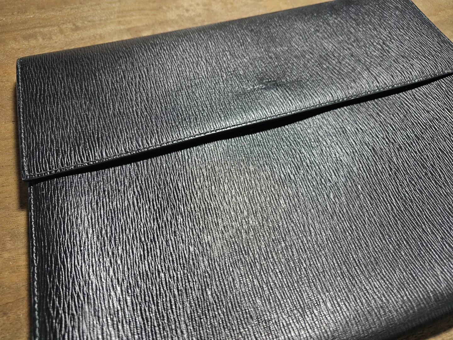 Salvatore Ferragamo Black Leather Laptop Sleeve