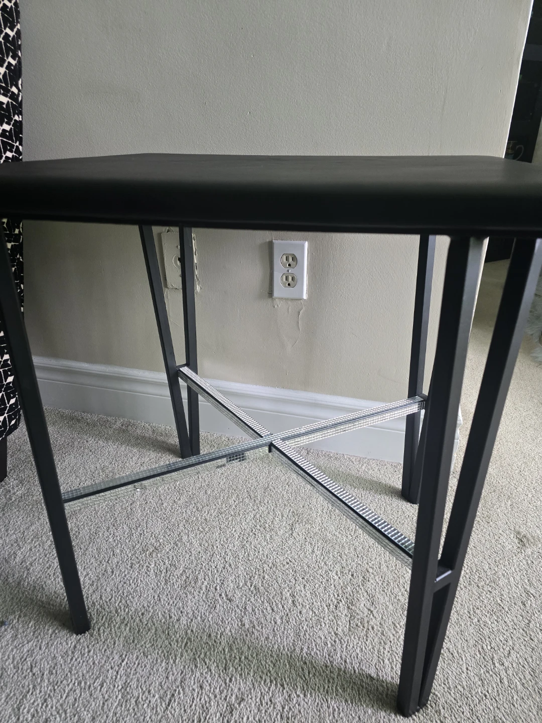 Black Square Bar Table with Mirrored X-Base