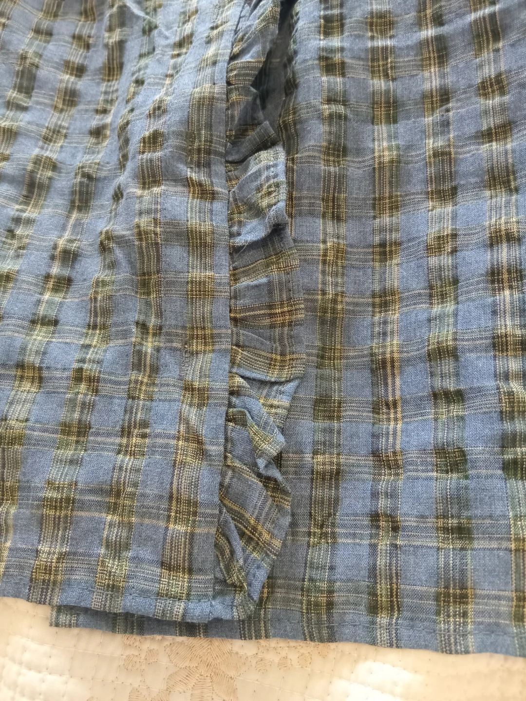 Blue Plaid Blouse with Ruffles - photo 4