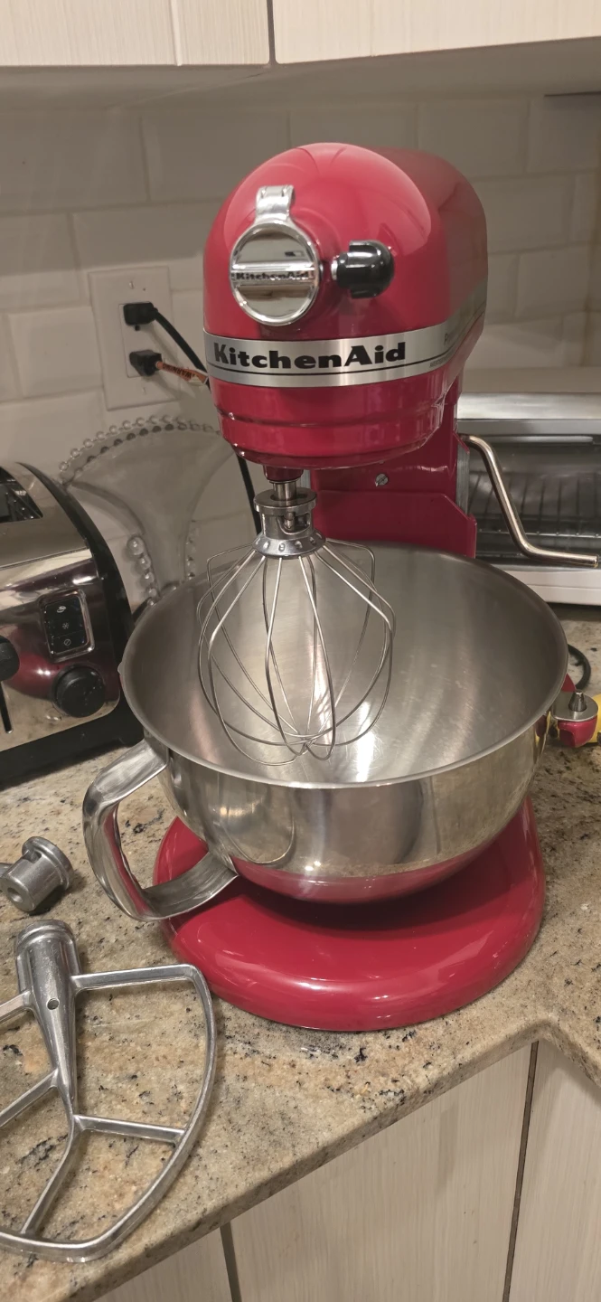 Red KitchenAid Stand Mixer with Attachments - photo 3