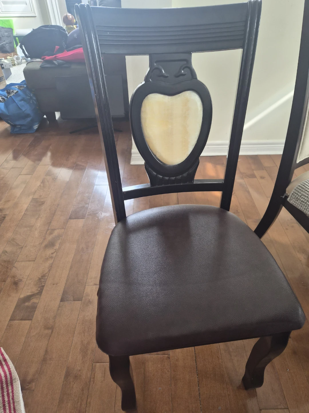 Dark Wood Dining Chair with Padded Seat