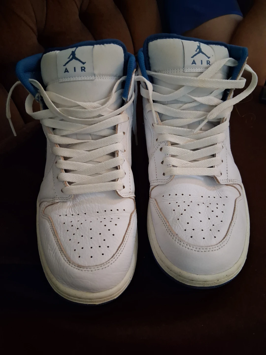 Nike Air Jordan 1 Mid White Blue Sneakers
