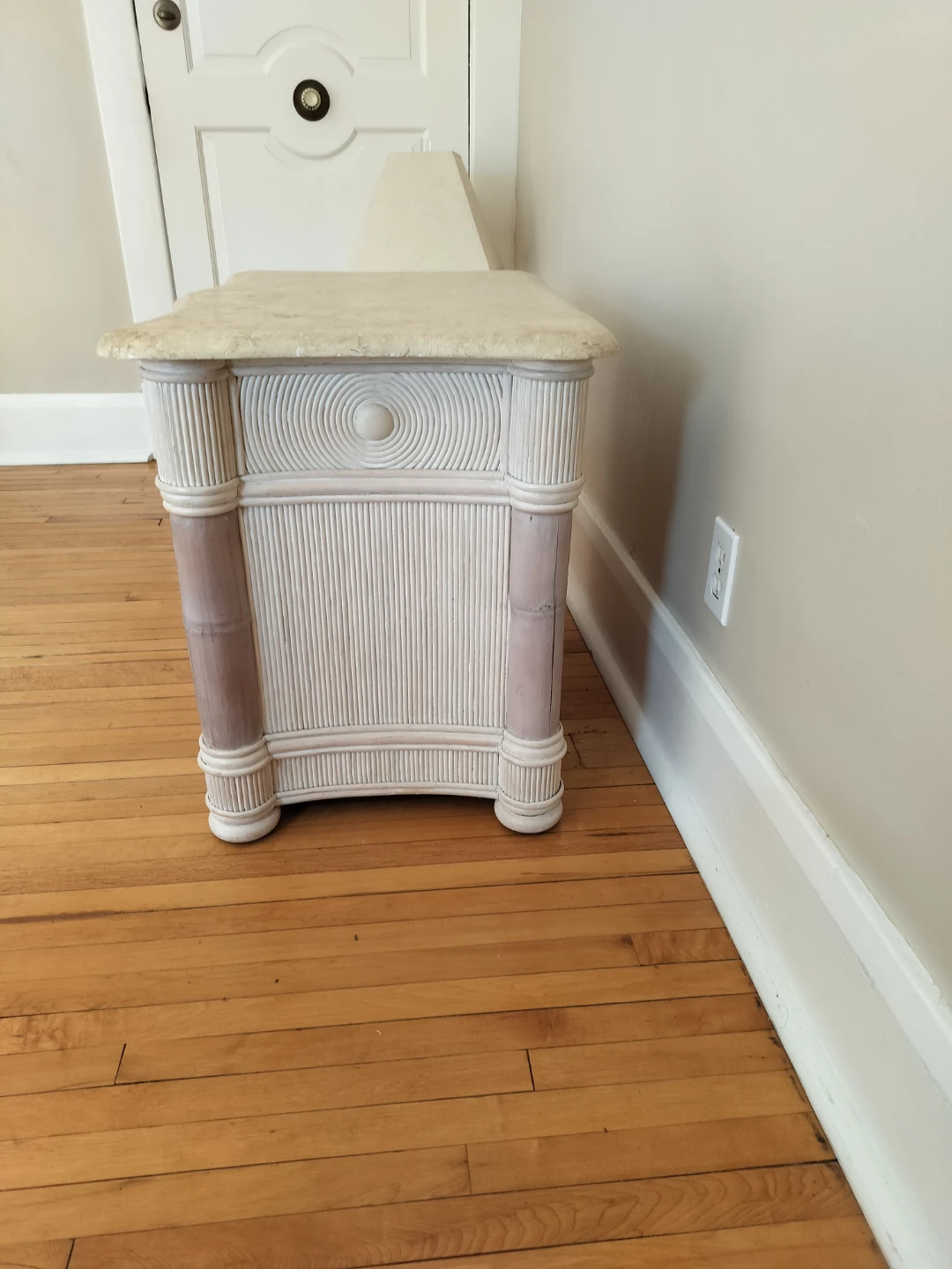 Vintage Rattan Cabinet with Marble Top - photo 4