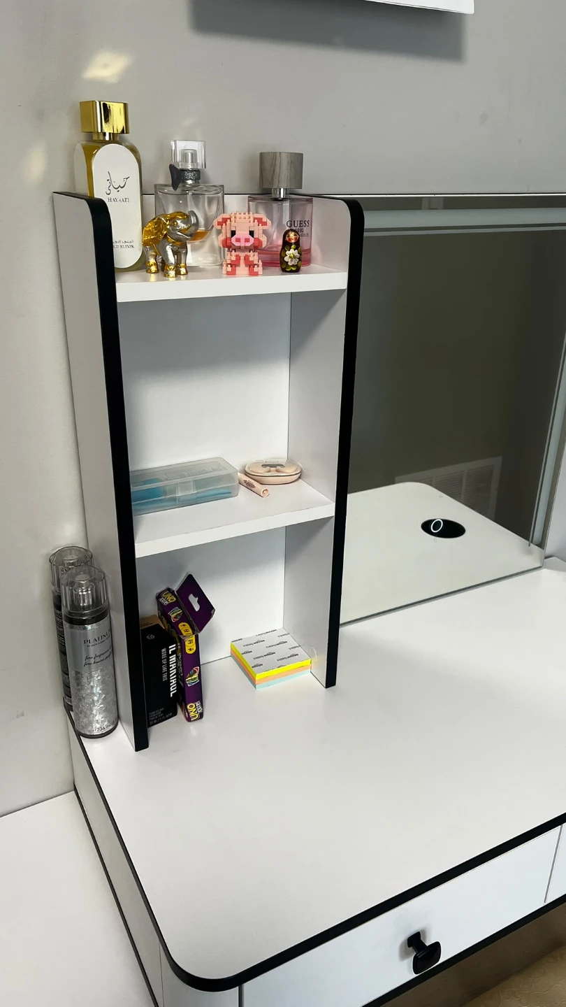 White Vanity Desk with LED Mirror and Stool - photo 4