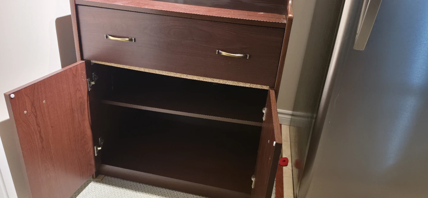 Dark Brown Wooden Hutch with Glass Display Cabinet - photo 3