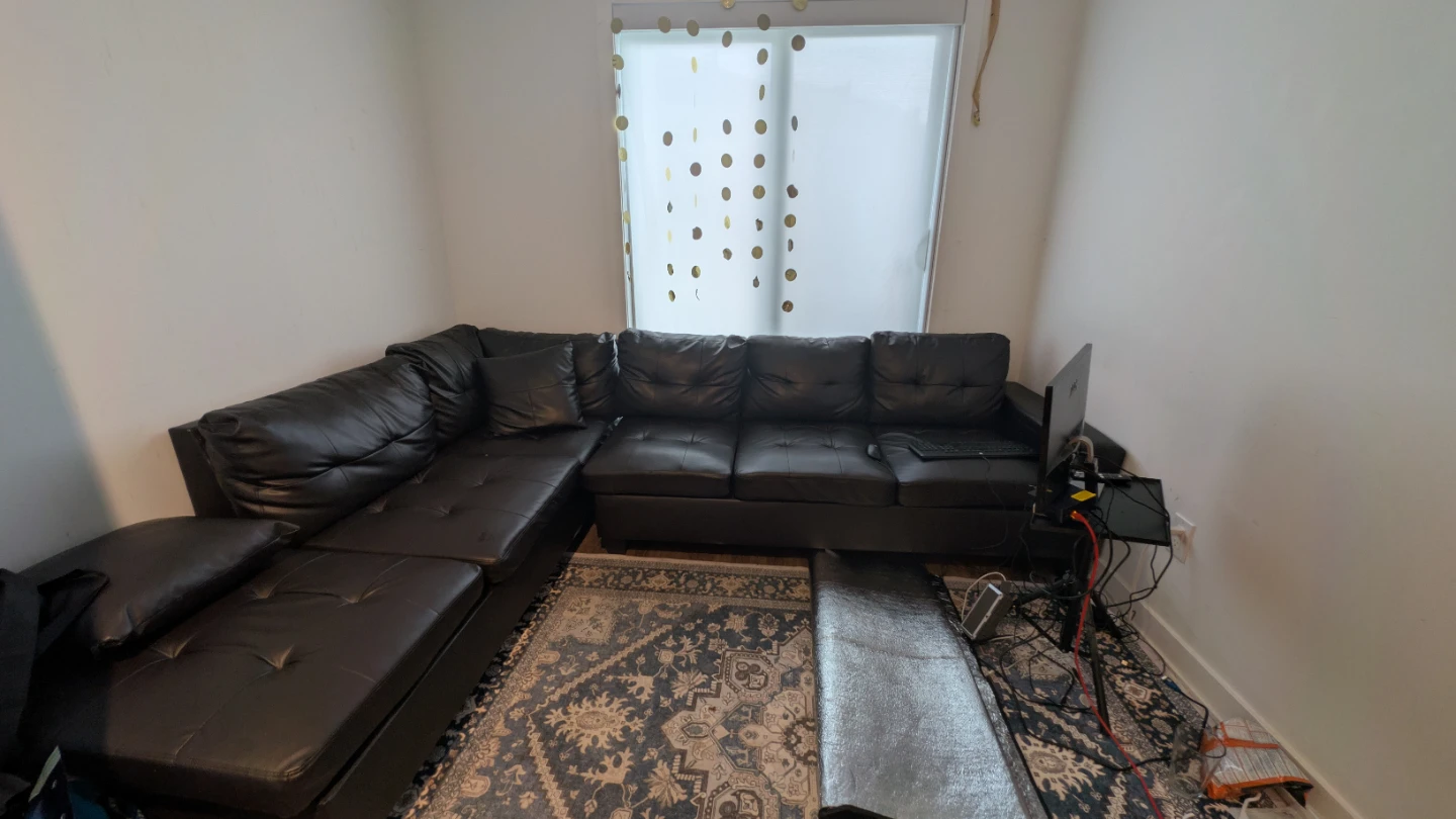 Black Faux Leather Sectional Sofa - photo 3