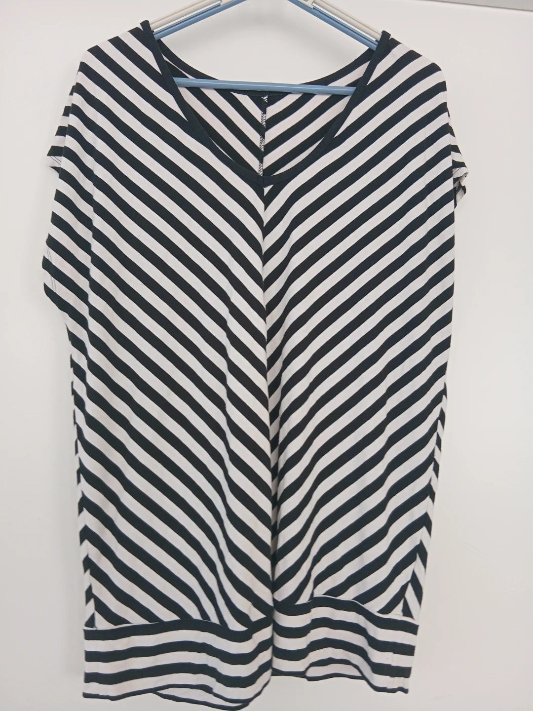 Black and White Striped Tunic Top