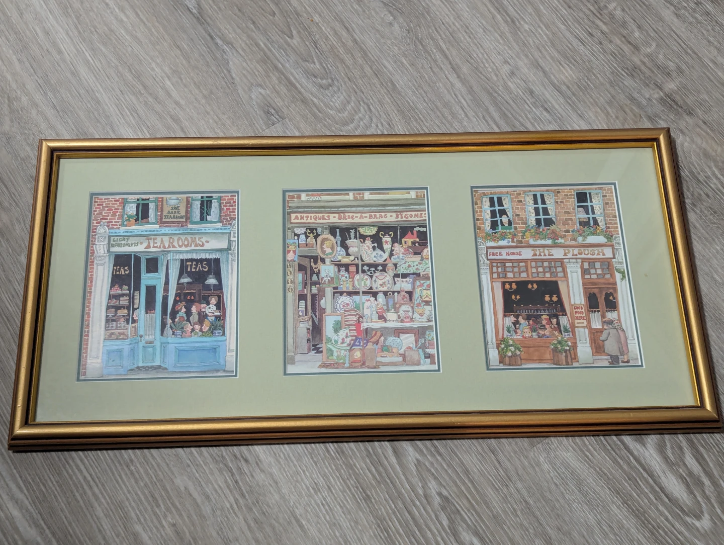 Framed Triptych Print Set of Shops