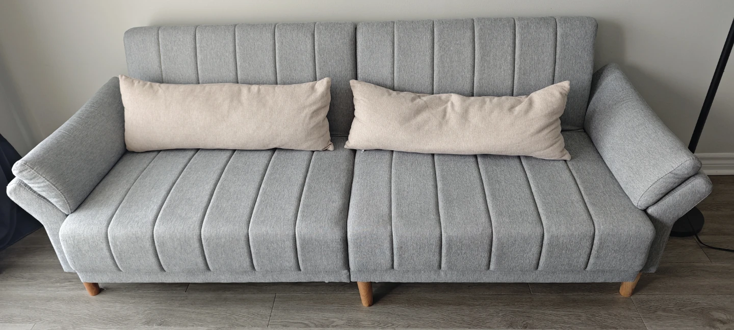 Grey Striped Sofa - photo 3