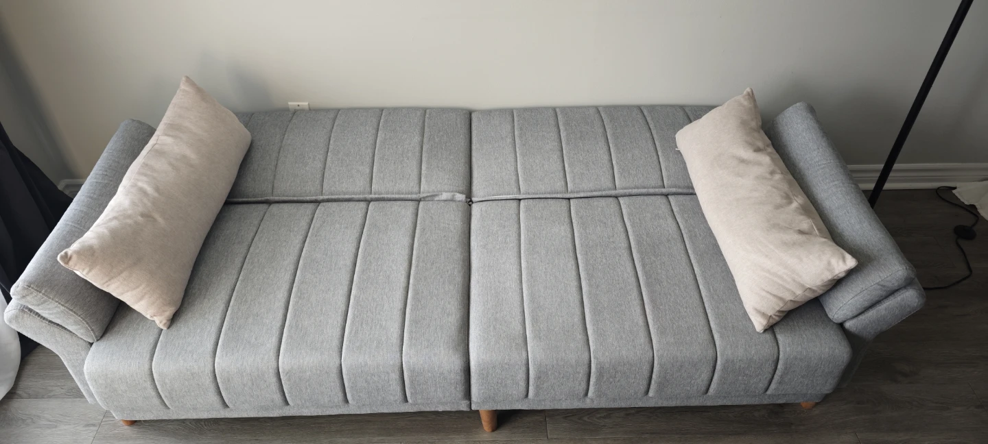Grey Striped Sofa - photo 4