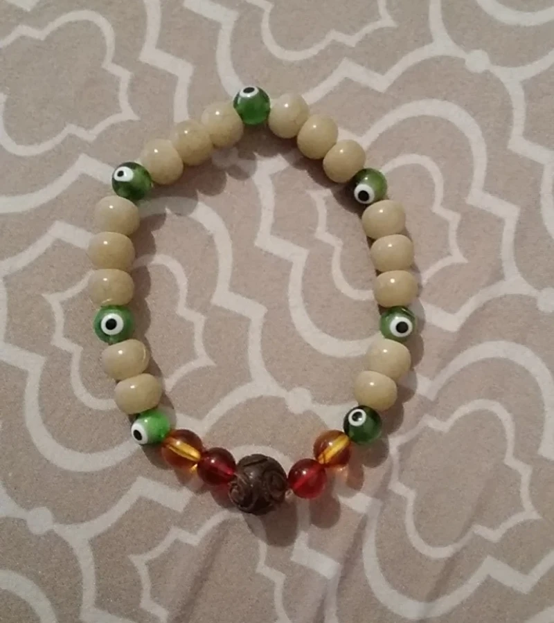Beaded Bracelet with Evil Eye and Hamsa Charm - photo 3