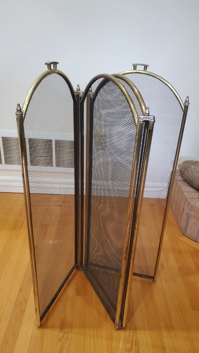 Brass and Black Metal Fireplace Screen - photo 2