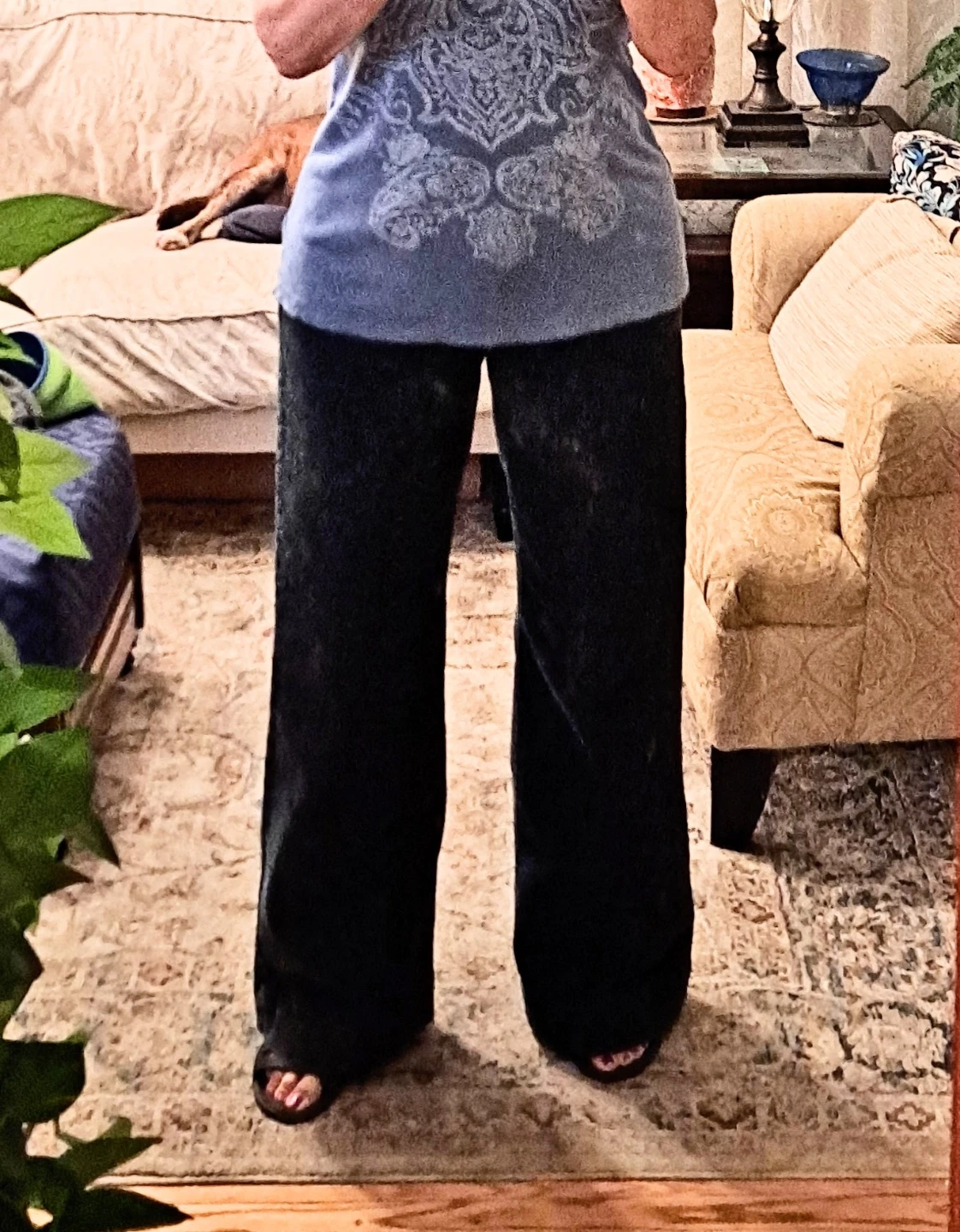 Contrast Wide Leg Jeans