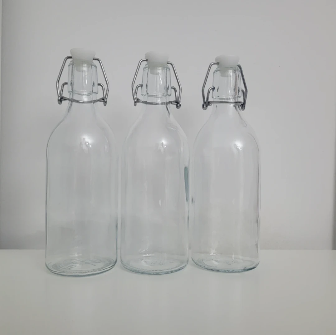 3 Ikea Korken Glass Swing Top Bottles