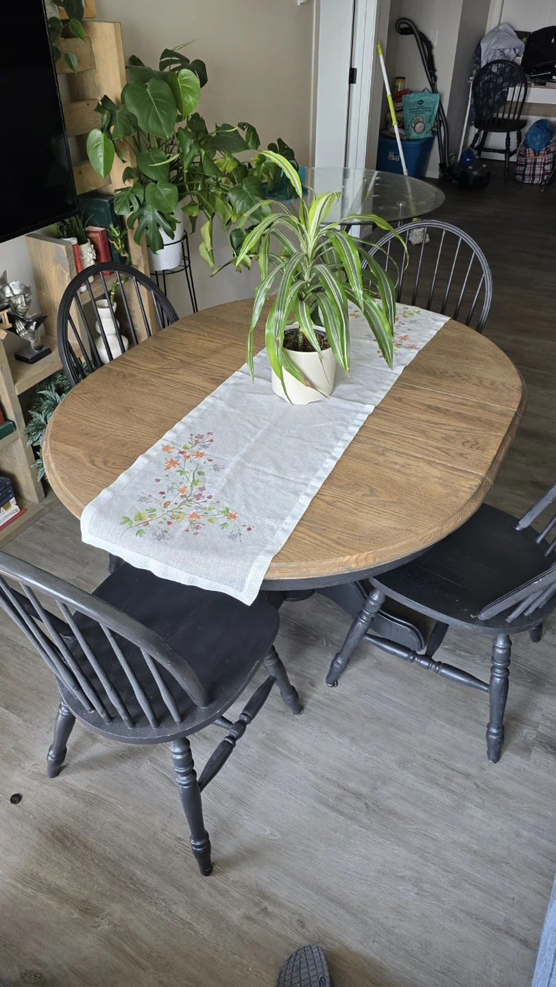 Restored Solid Wood Dining Table + 6 Chairs