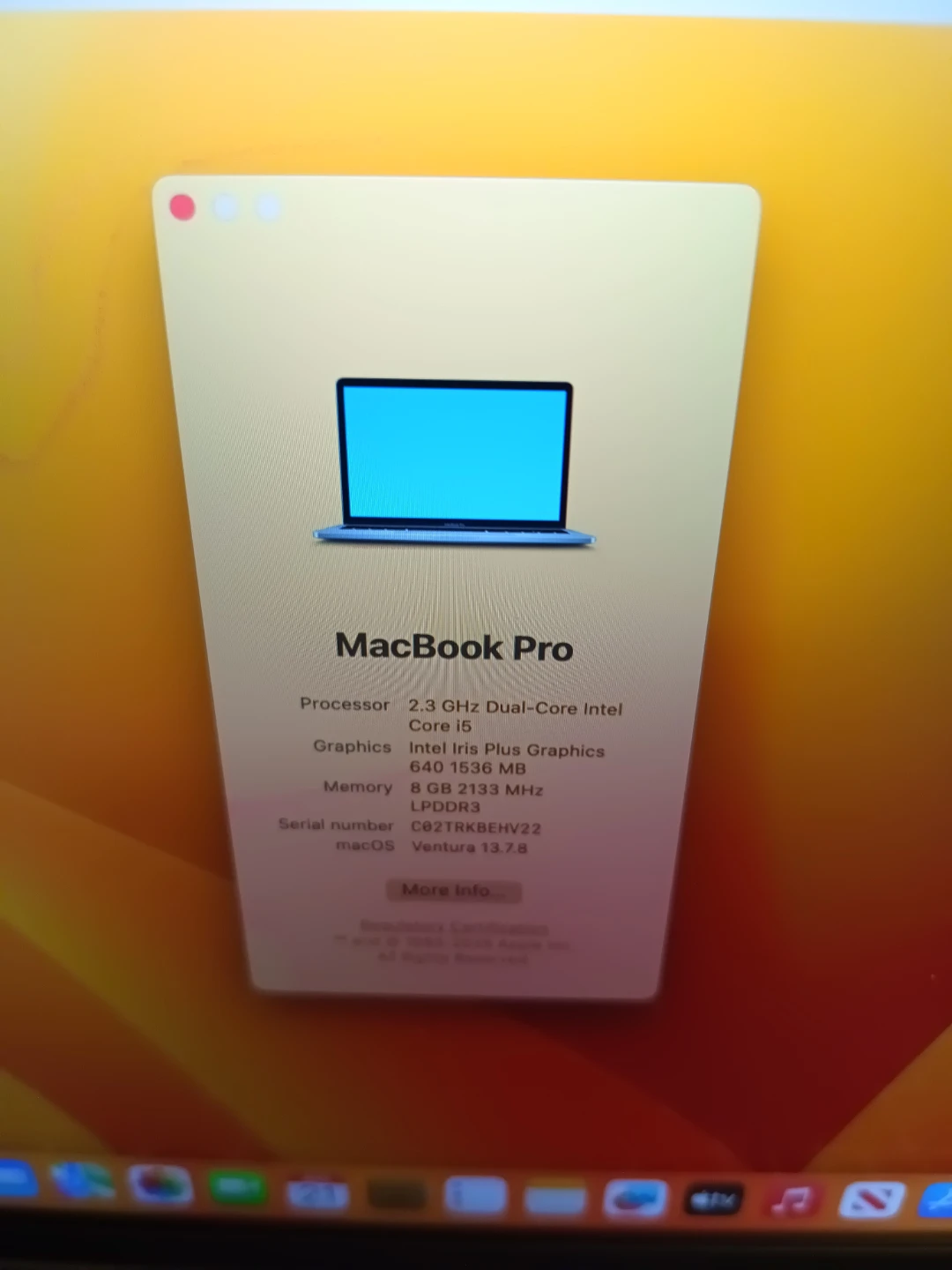MacBook Pro Intel Core i5 2 .3GHz Dual Core 8GB Ram 256GB SSD - photo 2